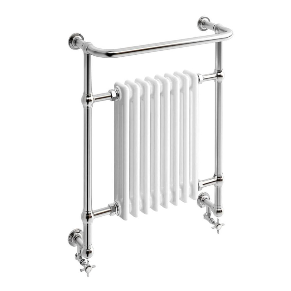 Ibathuk Belford Traditional Vertical Heated Towel Radiator Rail, Curved Towel Warmer, 8 Column Floor Mounted, Designer Heated Towel Rail, 820X485mm 5056066476803