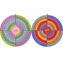 (Rainbow color) Rainbow Push Bubble Round Fidget Toys Sensory Autism Squeeze Stress Reliever Mini Toys Game Simple Dimple Fidget Relax Toy