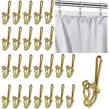 Anti Tarnish Brass Curtain Hooks 150 Pack Heavy Duty Drapery Pins for Pencil Pleat Curtains, Corrosion Resistant Metal Hooks for Windows/Door