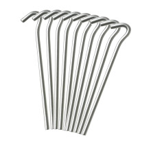 10 PCS Tent Pegs, 9 Inch Galvanised Metal Ground Pegs, Rust-Free and Durable for Camping, Beach, Gazebo, Football Goals and Garden Netting (