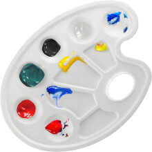 6pcs Well Round Acrylic Paint Palette - White Plastic Mixing Palette for Watercolor, Acrylic, and Oil Painting - Perfect for DIY Crafts, Pro