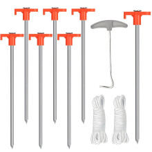 6 Pack Heavy Duty Tent Pegs, Metal Camping Pegs for Hard Ground, Ideal for Tents, Tarpaulins Awnings(orange)
