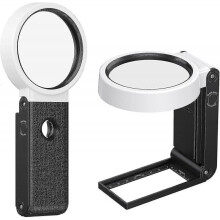 Magnifying Glass with Led Light Standable - 25x 8x Handheld Foldable Magnifier Shatterproof Magnify Glass Hands Free Suitable for Children Hobbies Sen