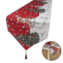 (B) Christmas Snowman Table Cloth Cotton Hemp Embroidery Christmas Table Flag Christmas Table Decoration Festival Atmosphere Layout
