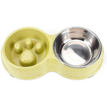 (green) Pet Dog Slow Feeder Bowl, Dog And Cat Waterer