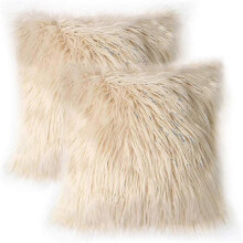(45*45 cm, Brown) Pillowcases Faux Fur Set Of 2