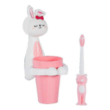 (White Rabbit) Wall Mounted Kids Toothbrush Holder Toothbrushing Cup Washing Cups Holders