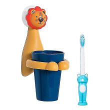 (Lion) Wall Mounted Kids Toothbrush Holder Toothbrushing Cup Washing Cups Holders