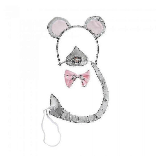 Unisex Mouse Ears Nose Bow Tie And Tail Set with Sound