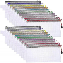 20 Pcs Clear Pencil Case, Plastic Pen Pencil Bag Zipper Mesh Pouch Waterproof