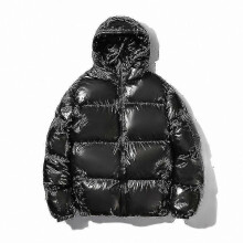 (L, black) Hooded Shiny Puffer Jackets Winter Coats For Men