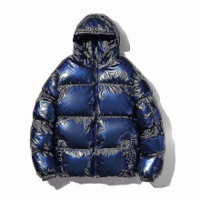(XL, blue) Hooded Shiny Puffer Jackets Winter Coats For Men