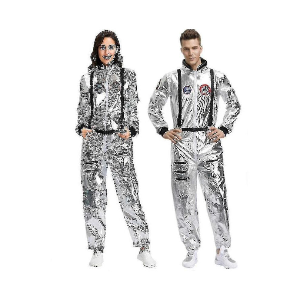 (M,Men)Couples Astronaut Jumpsuit Uniform Carnival Halloween Cosplay Party Space Costume Role Play Fancy Dress Up