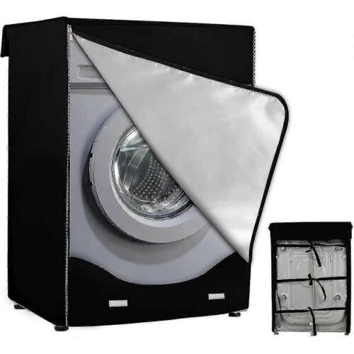 Front Loading Washing Machine Protective Cover - Waterproof, Dustproof (xl60x64x85cm) Black