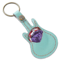 1set Leather Pick Holder Keychain Mini Gur Shape Plectrum Case Bag with Gur Picks (green)