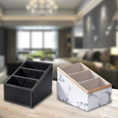 Tv Remote Control Storage Box with 3 Compartments, Pu Leather 1