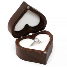 (D) Engagement Ring Box Heart Shape Wooden Ring Case Unique For Proposal Wedding