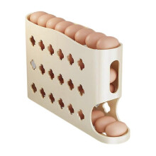 (1pc, Yellow) 1/2Pcs Egg Storage Box with Protective Railings Deep Grooves Design Large Capacity Auto Rolling