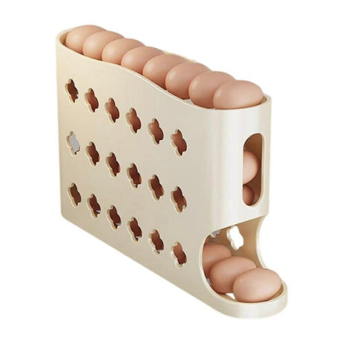 (1pc, Yellow) 1/2Pcs Egg Storage Box with Protective Railings Deep Grooves Design Large Capacity Auto Rolling