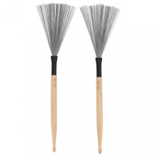 2024 2PCS Drum Brush Double Headed Dual Purpose Maple Drumstick Rubber Steel Wire Portable Percussion Brush for Band Wood