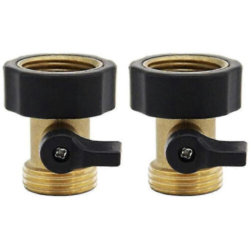 2-pack Heavy Duty Brass Shutoff Valve Garden Hose Connectors
