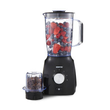 (Black) GEEPAS 2-in-1 Food Jug Blender | 1.8L Juice Jar & 60G Mini Coffee Spice Mill | 6-Leaf Stainless-Steel Blades 3 Speed & Pulse Smoothie Maker