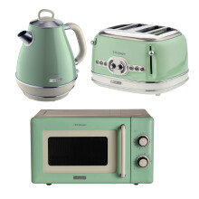 Ariete Vintage 1.7L Jug Kettle, 4 Slice Toaster & Microwave Green Set