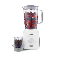 (White) GEEPAS 2-in-1 Food Jug Blender | 1.8L Juice Jar & 60G Mini Coffee Spice Mill | 6-Leaf Stainless-Steel Blades 3 Speed & Pulse Smoothie Maker