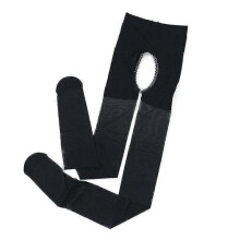 (Black) Women Open Crotch Stocking Pants Ultra-thin Sexy Summer Hose With Toes