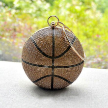 (Brown) For Rhinestone Basketball Evening Bag Round Glitter Clutch Purse Party Handbags