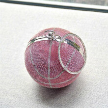 (Pink) For Rhinestone Basketball Evening Bag Round Glitter Clutch Purse Party Handbags