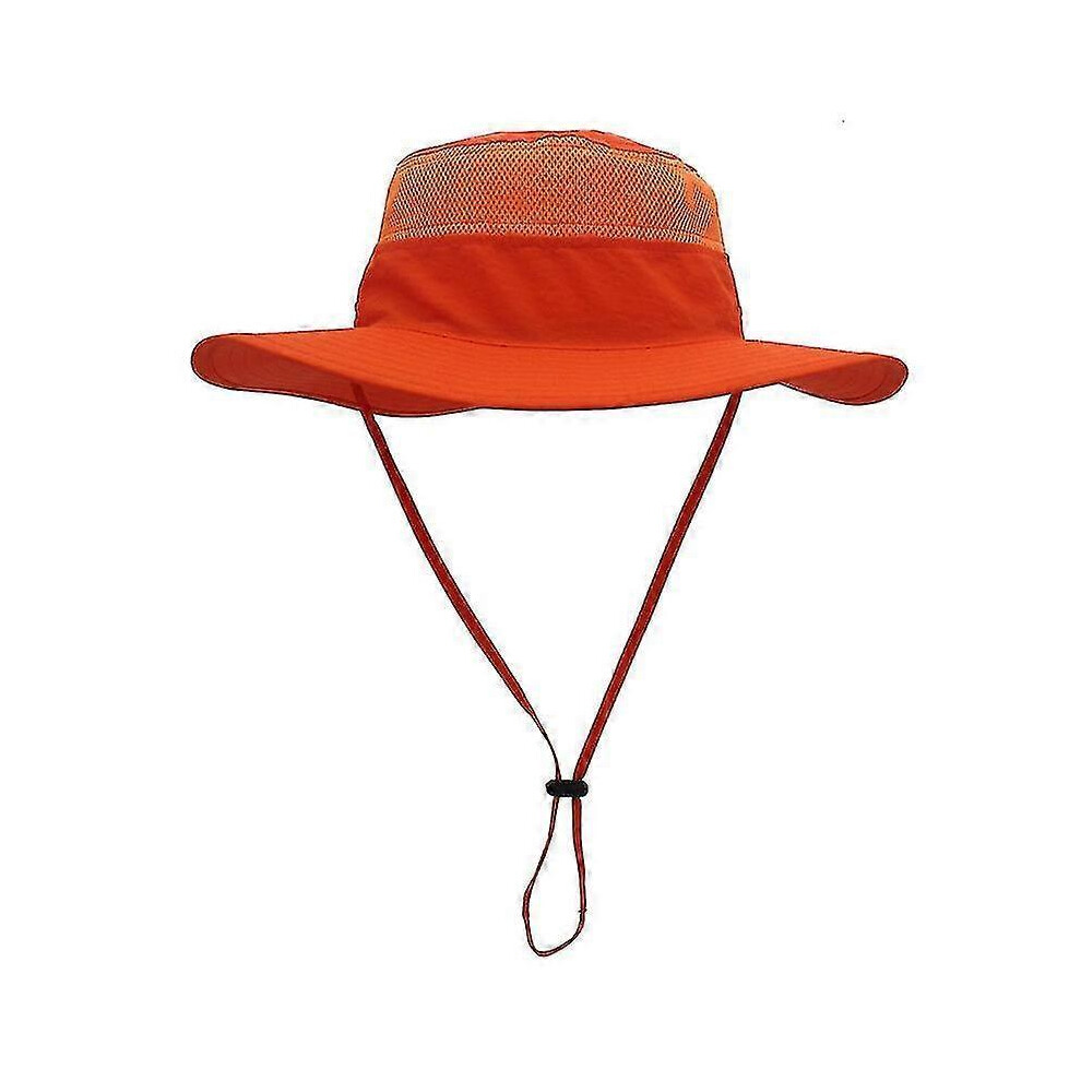(Orange)Unisex Wide Brim Sun Hat,outdoor Upf 50+ Waterproof Boonie Hat Summer Uv Protection Sun Caps