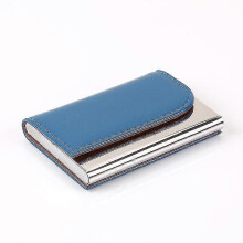 (Blue) Business Stainless Steel Business Card Holder Creative Office