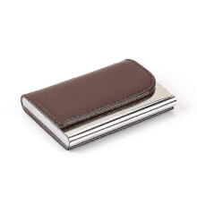 (Brown) Business Stainless Steel Business Card Holder Creative Office