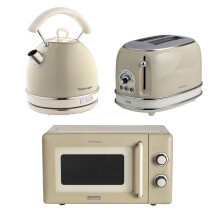 Ariete Vintage Dome Kettle, 2 Slice Toaster & Microwave Cream Set