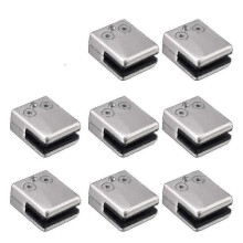 Glass Clamp, 8 Pack Stainless Steel Square Clamp 6-8mm Glass Clip Clamp Bracket Flat Back Tool