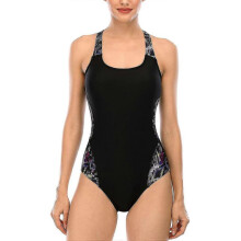 (10, Black Purple Yellow) Women Sports One Piece Swimming Costumes Racerback Swimsuits Swimwear