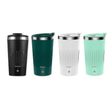 (Black) Automatic Stirring Mug Hot Stirring Mug Electric Rotating Spinning Insulated Smart Stainless Steel Home Mixer Milk Whisk Cup