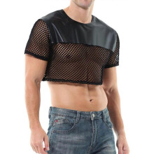 Sexy Underwear for Men Latex Stretch Shirt Tops TShirt Men's Lingerie