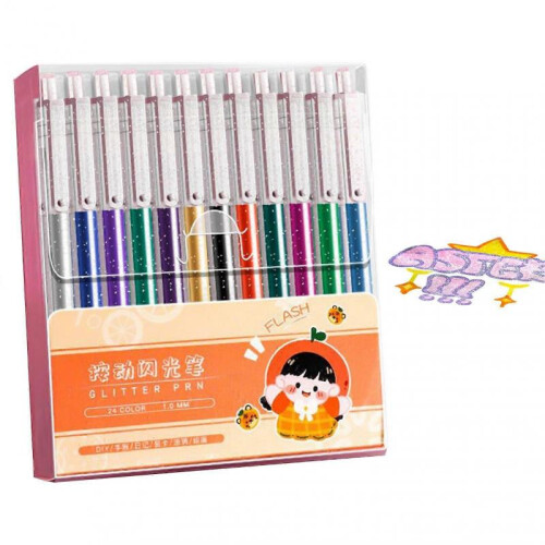 Glitter Gel Pen Set, Lightfast, BloodResistant, 24 Colors