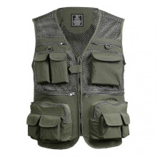 (3XL, Army green) Fishing Vest Breathable Fishing Travel Mesh Vest