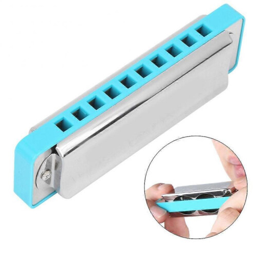 10?Hole Harmonica Blues Bb Key Harp Wind Musical Instrument Beginner Practice AM?20DBlue 2