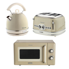 Ariete Vintage Dome Kettle, 4 Slice Toaster & Microwave Cream Set