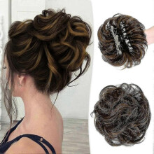 Claw Clip Messy Bun Hair Piece 100% Real Human Hair Buns Wavy Curly Chignon Hair Bun Extensions Tousled Updo Hair Buns Claw Clip Ponytail Hairpieces H