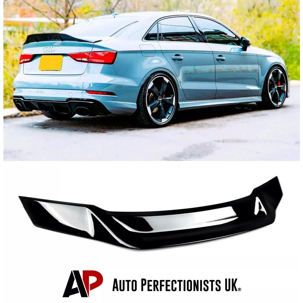 For Audi A3 S3 Rs3 8V Saloon Gloss Rear High Kick Ducktail Spoiler 13-20 Black 5061072661495