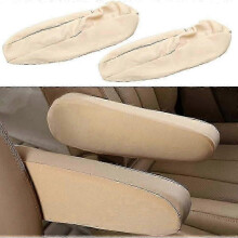 (1 Pair beige) 2 Pcs Car Front Seat Armrest Covers, Fabric Armrest Protectors Replacement Front Armrest Cover, Universal Car Accessories