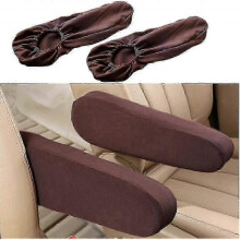 (1 Pair Brown) 2 Pcs Car Front Seat Armrest Covers, Fabric Armrest Protectors Replacement Front Armrest Cover, Universal Car Accessories