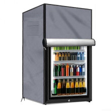 Outdoor Fridge Cover, 210D Dustproof Upright Mini Upright Drinks Freezer Protective Cover for Business (Grey L)