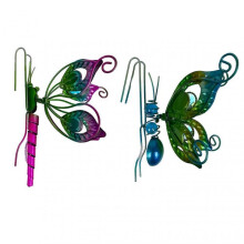 2 pcs Flower Pot Decoration Butterfly Pendant, Cute Animal Metal Glass Painted Pendant for Potted Plants