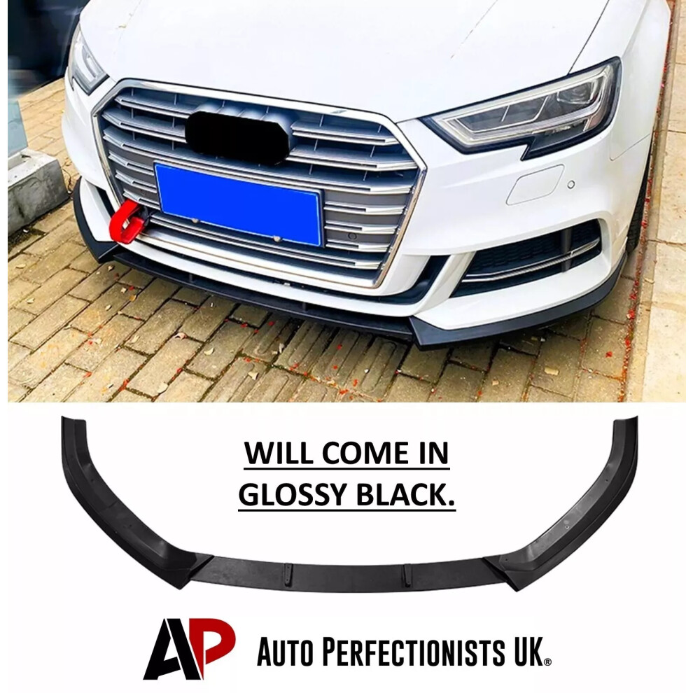 For Audi A3 S3 S Line 8V Gloss Front Splitter Spoiler Lip Body Kit 17-20 5061072665639